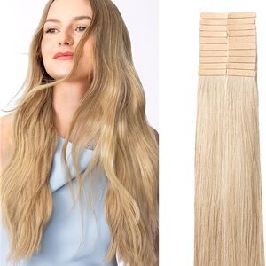 Luxy Beige Blonde Remy Human Hair 26 Inch Tape In Hair Extensions
